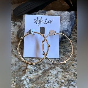 Style & Co Gold Hoop Gemstone Earrings